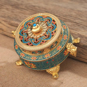 Zen Antique Tibetan Incense Burner with Holder