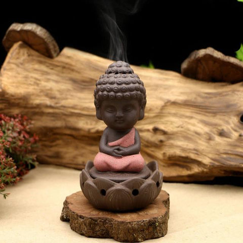 Buddha Incense Burner with Lotus Holder Plate