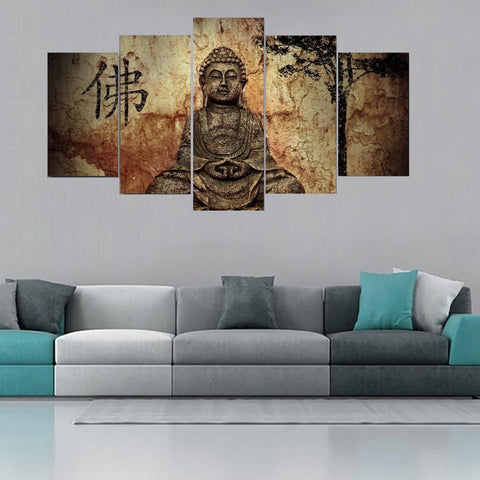 5-Piece Modern Buddha Painting Wall Decoration