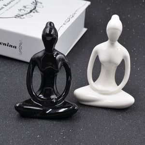 Black & White Women Yoga Sculpture