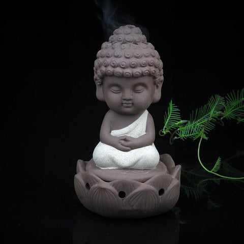 Buddha Incense Burner with Lotus Holder Plate